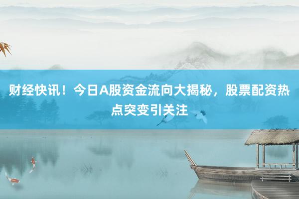 财经快讯！今日A股资金流向大揭秘，股票配资热点突变引关注