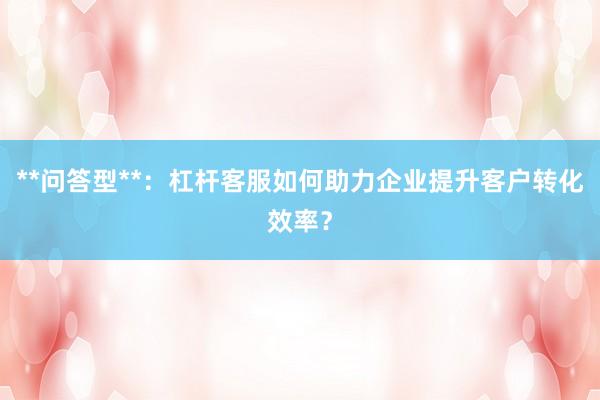 **问答型**：杠杆客服如何助力企业提升客户转化效率？
