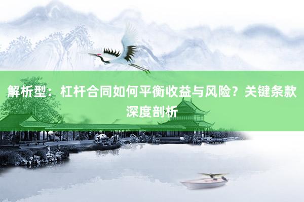 解析型：杠杆合同如何平衡收益与风险？关键条款深度剖析