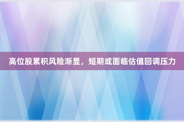 高位股累积风险渐显，短期或面临估值回调压力