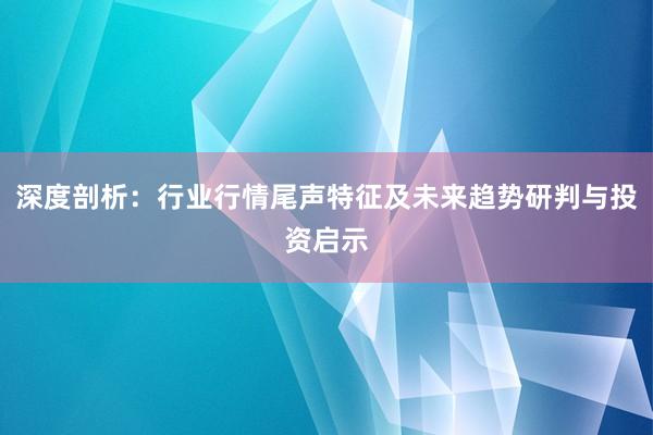 深度剖析：行业行情尾声特征及未来趋势研判与投资启示