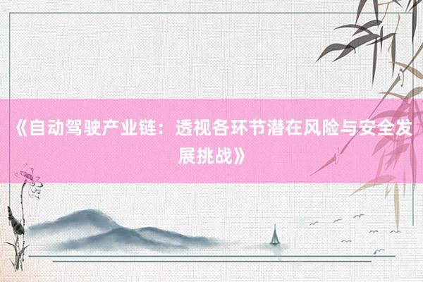 《自动驾驶产业链：透视各环节潜在风险与安全发展挑战》