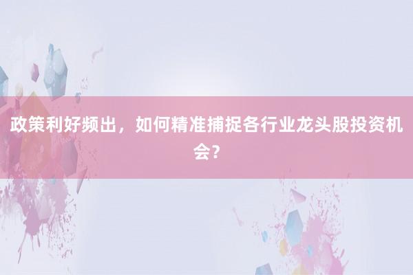 政策利好频出，如何精准捕捉各行业龙头股投资机会？