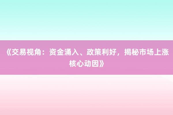 《交易视角：资金涌入、政策利好，揭秘市场上涨核心动因》