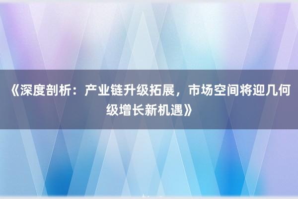 《深度剖析：产业链升级拓展，市场空间将迎几何级增长新机遇》