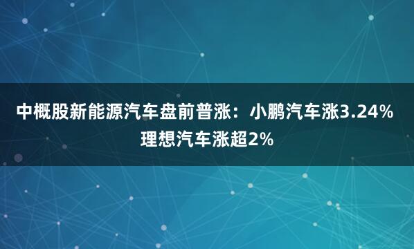 中概股新能源汽车盘前普涨：小鹏汽车涨3.24% 理想汽车涨超2%