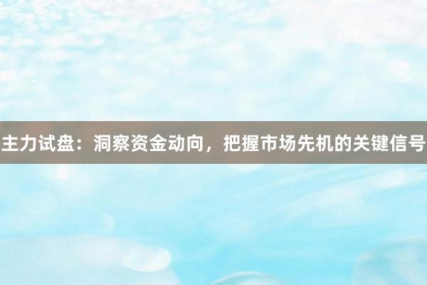 主力试盘：洞察资金动向，把握市场先机的关键信号
