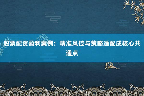 股票配资盈利案例：精准风控与策略适配成核心共通点