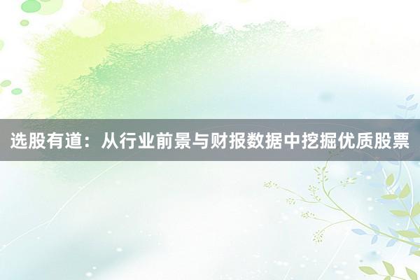选股有道:从行业前景与财报数据中挖掘优质股票