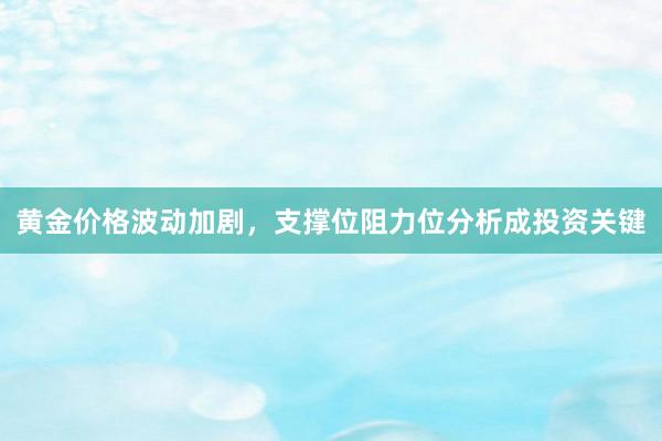 黄金价格波动加剧，支撑位阻力位分析成投资关键