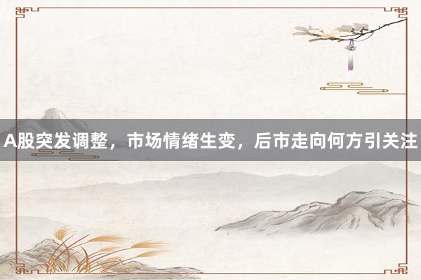 A股突发调整,市场情绪生变,后市走向何方引关注