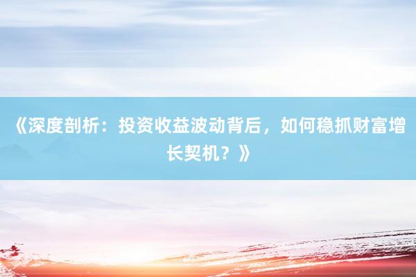 《深度剖析:投资收益波动背后,如何稳抓财富增长契机?》