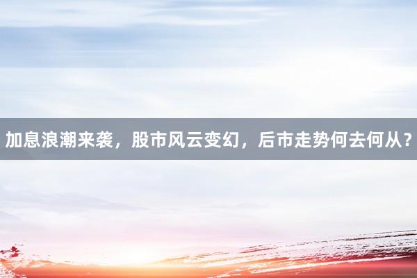 加息浪潮来袭,股市风云变幻,后市走势何去何从?