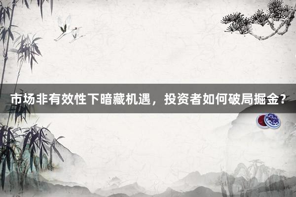 市场非有效性下暗藏机遇，投资者如何破局掘金？