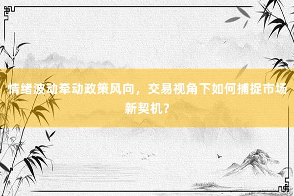 情绪波动牵动政策风向，交易视角下如何捕捉市场新契机？
