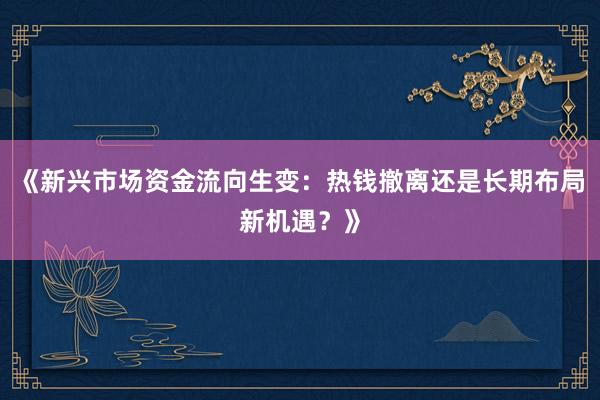 《新兴市场资金流向生变:热钱撤离还是长期布局新机遇?》