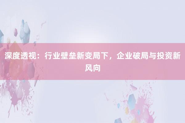 深度透视:行业壁垒新变局下,企业破局与投资新风向