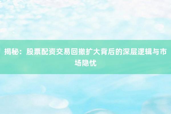 揭秘：股票配资交易回撤扩大背后的深层逻辑与市场隐忧