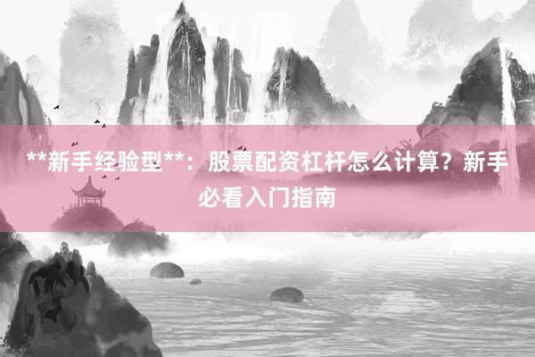 **新手经验型**：股票配资杠杆怎么计算？新手必看入门指南