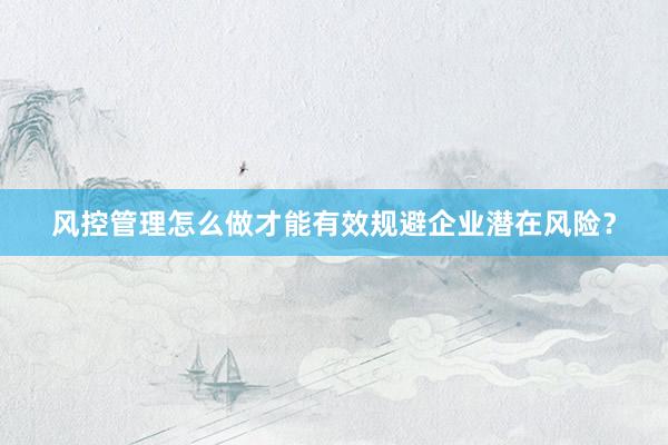 风控管理怎么做才能有效规避企业潜在风险？