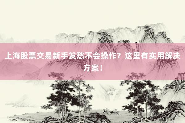 上海股票交易新手发愁不会操作?这里有实用解决方案!
