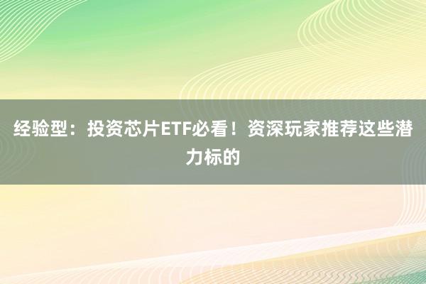 经验型：投资芯片ETF必看！资深玩家推荐这些潜力标的