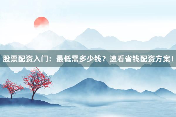 股票配资入门：最低需多少钱？速看省钱配资方案！