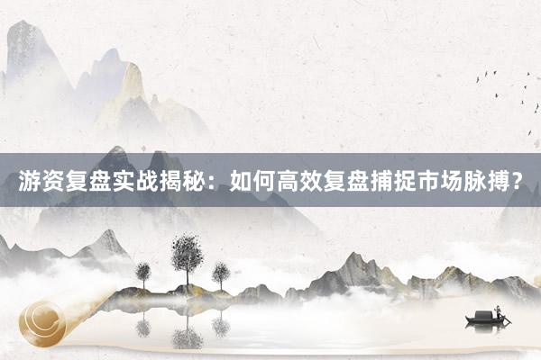 游资复盘实战揭秘：如何高效复盘捕捉市场脉搏？