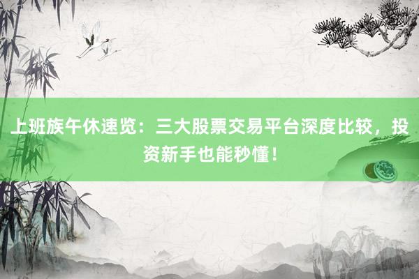 上班族午休速览:三大股票交易平台深度比较,投资新手也能秒懂!