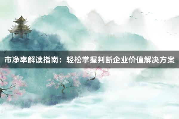 市净率解读指南：轻松掌握判断企业价值解决方案
